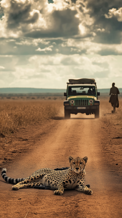 Cheetah on the Road