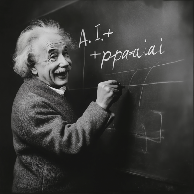 Einstein Laughing and Writing