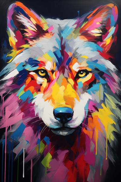 Colorful Coyote Painting