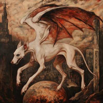 Whippet with Devil Wings