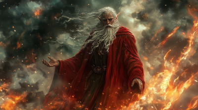 Elven Wizard in Red Robe