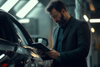 Businessman at Car Showroom
