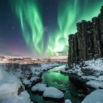 Aurora in Thingvellir National Park