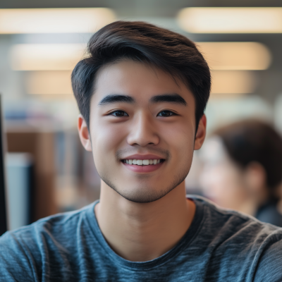 Smiling Student at Library