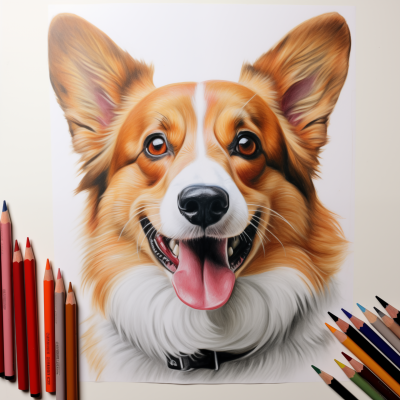Corgi Color Pencil Drawing