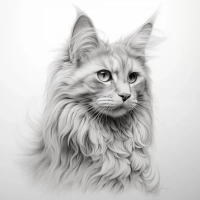 Graphite Drawing of an Angora Cat