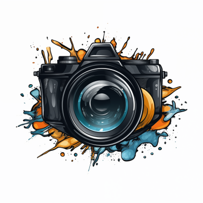 Comic Style Camera Lens Logo