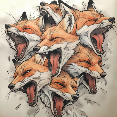 Neotraditional Foxes Tattoo