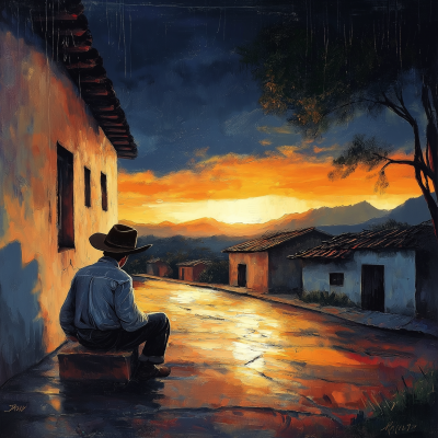 Young Rancher at Sunset