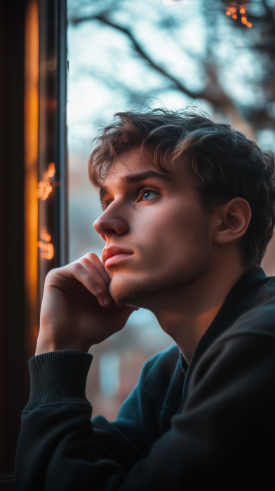 Contemplative Young Man