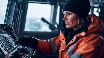 Female Ship Captain at Sea