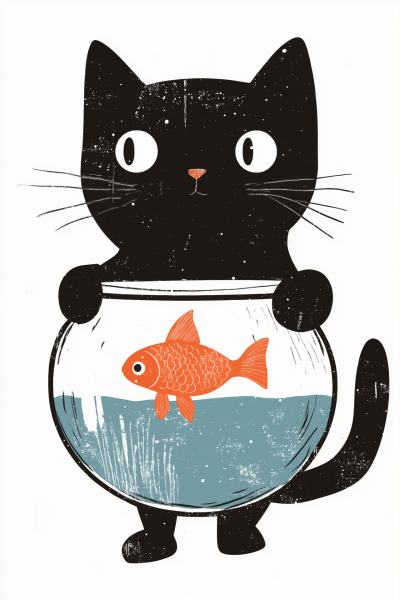 Curious Cat and Fishbowl