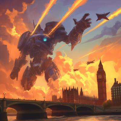 Apocalyptic Robot Over Big Ben