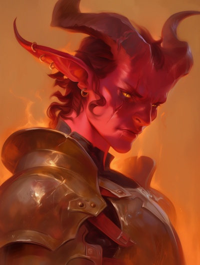 Portrait of a Tiefling Warrior