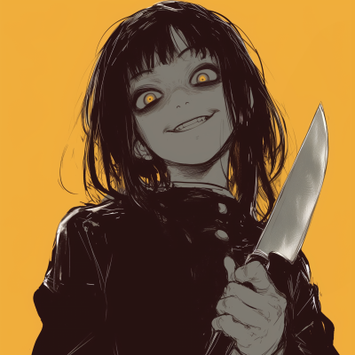 Smiling Girl with Knife