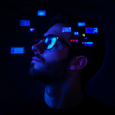 Futuristic Man with HUD Elements