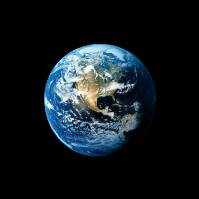 Earth on Black Background