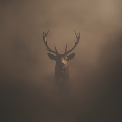 Majestic Red Deer in Sunrise Fog