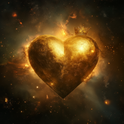 Shiny Golden Heart in Galaxy