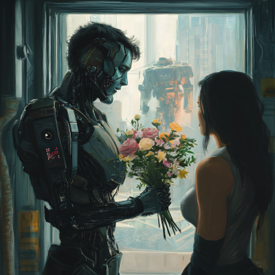 Android Man with Flowers