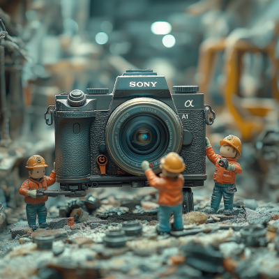 Tiny Workers Cleaning a Camera
