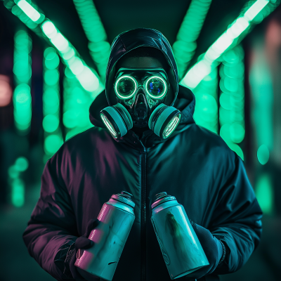 Masked Artist with Spray Paint