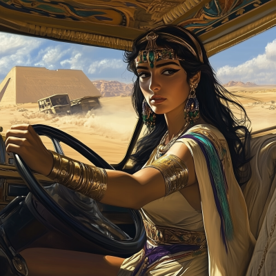 Cleopatra Driving in the Desert