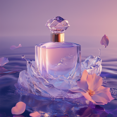 Elegant Perfume Bottle on Ice