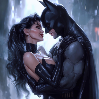 Playful Batman and Catwoman