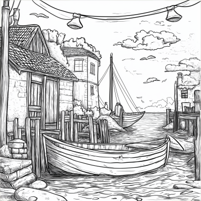 Fisherman’s Wharf Coloring Page