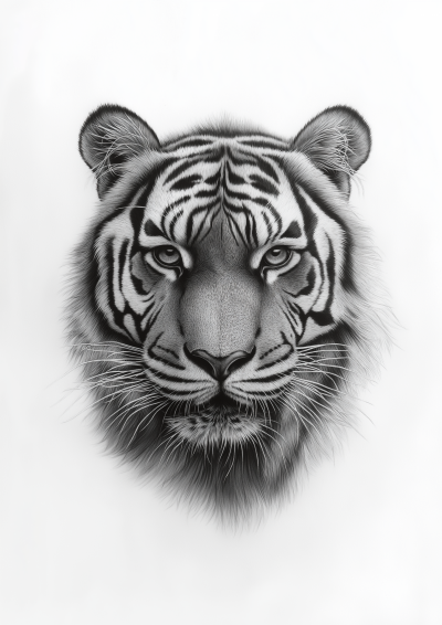 Tiger Face Pencil Drawing