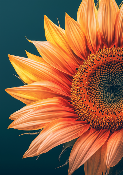 Enlarged Sunflower Illustration