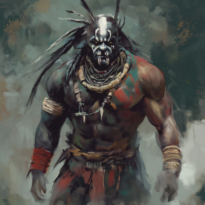 Tribal Warrior in Painted Style