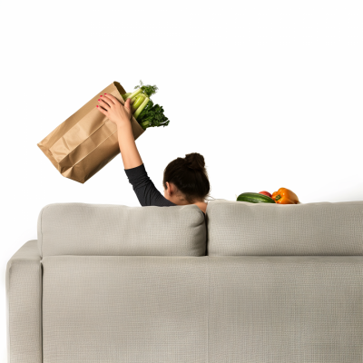 Woman Reaching for Couch