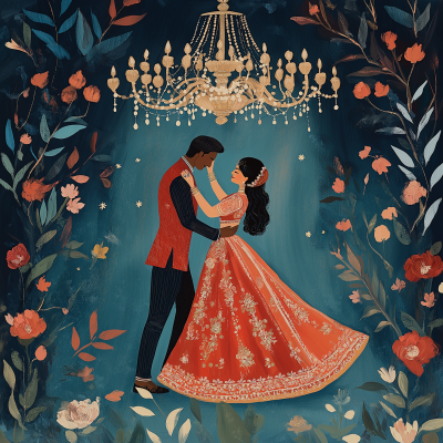 Romantic Dance Under Chandelier