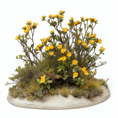 Diorama of Yellow Flower Bush