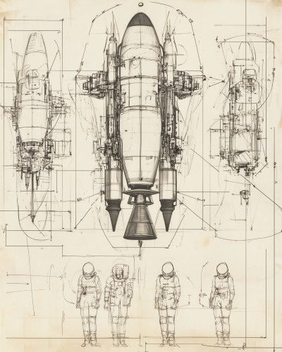 Technical Schematic of a Spacecraft