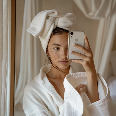 Selfie in Bathrobe