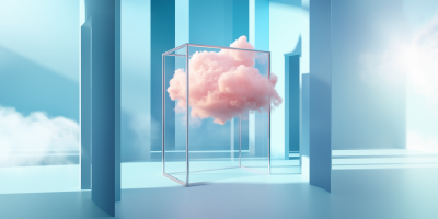 Floating Pink Cloud in Glass Cage