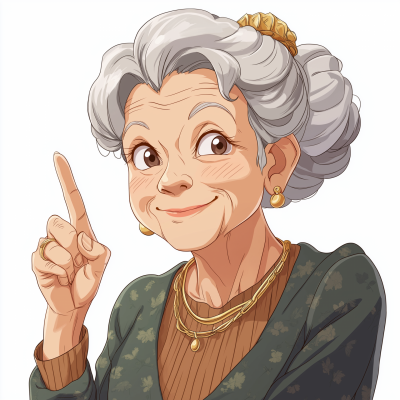 Wise Smirking Grandmother Anime