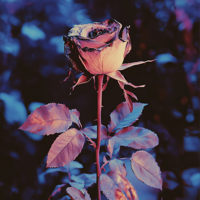 Faded Rose in Vaporwave Style