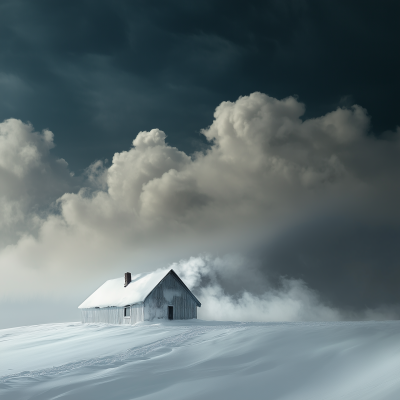 Snowy Landscape with Intricate Building