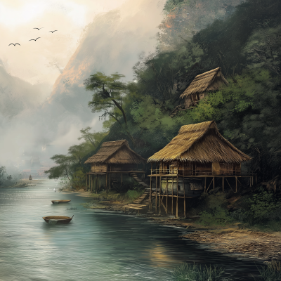 Fantasy River Huts