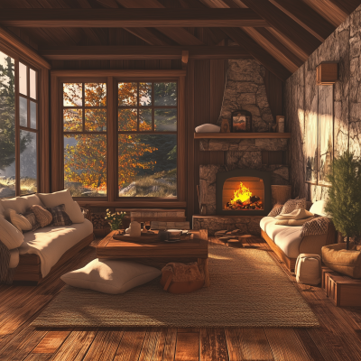 Firey Romantic Cabin Interior