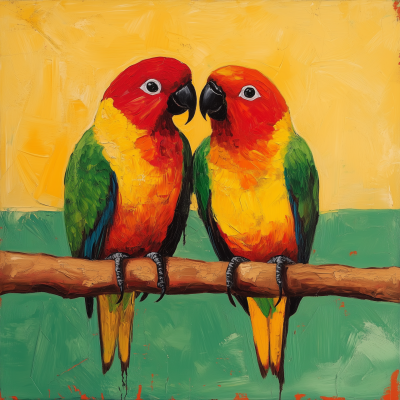 Love Birds in Rastafarian Colors