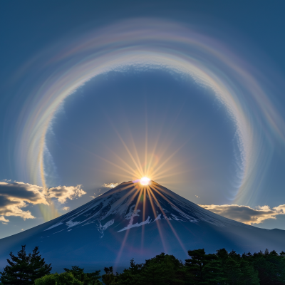 Solar Halo Over Mt. Fuji
