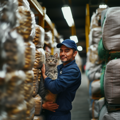 Happy Man with Cat