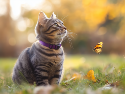 Cat Chasing Butterfly