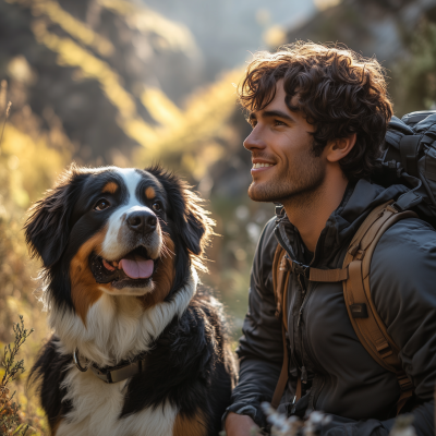 Bernese Mountain Dog Hiking