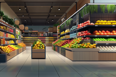Bright Supermarket with Fresh Produce